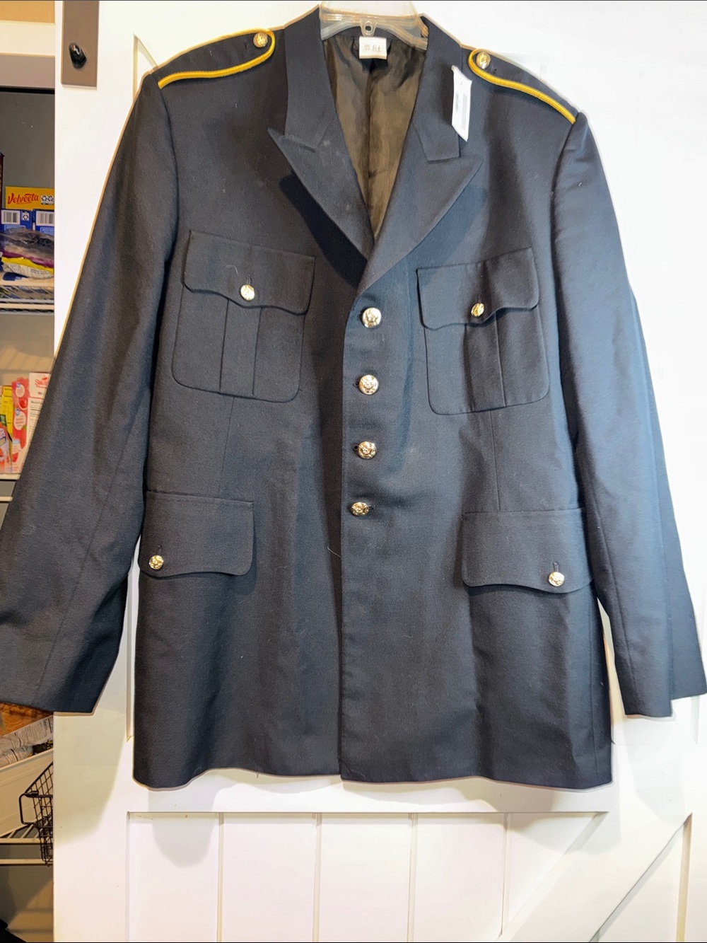 Men's Black Military-Style Blazer with Gold Trim